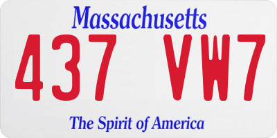 MA license plate 437VW7