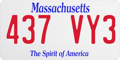 MA license plate 437VY3