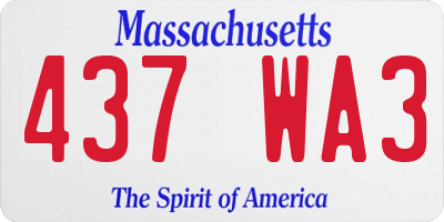 MA license plate 437WA3