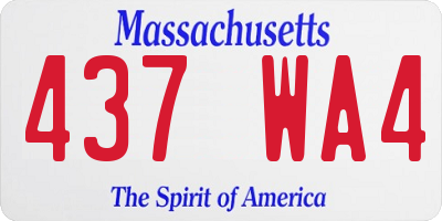 MA license plate 437WA4