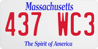 MA license plate 437WC3
