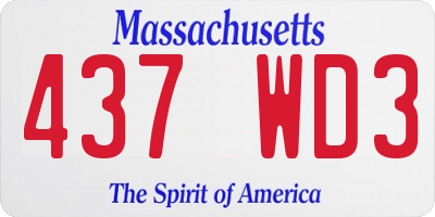 MA license plate 437WD3