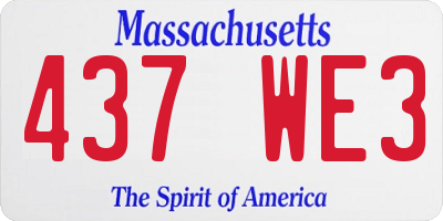 MA license plate 437WE3