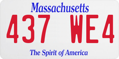 MA license plate 437WE4