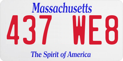 MA license plate 437WE8