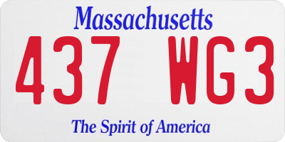 MA license plate 437WG3