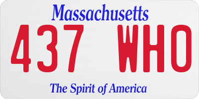 MA license plate 437WH0