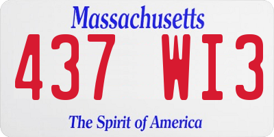 MA license plate 437WI3