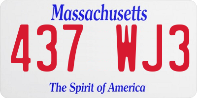 MA license plate 437WJ3