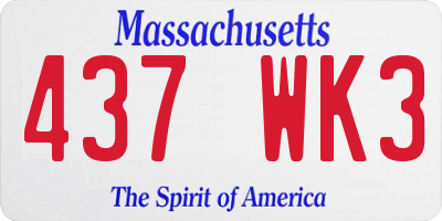 MA license plate 437WK3