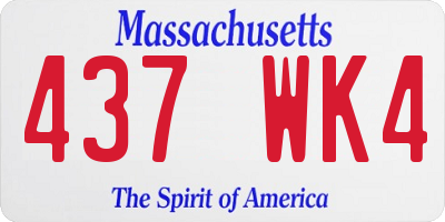 MA license plate 437WK4