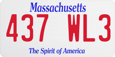 MA license plate 437WL3