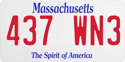MA license plate 437WN3