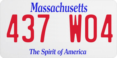 MA license plate 437WO4