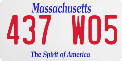 MA license plate 437WO5