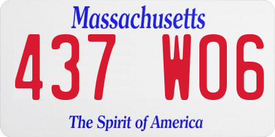 MA license plate 437WO6
