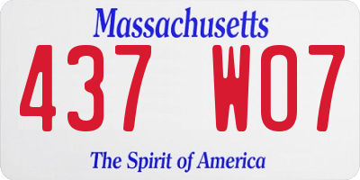 MA license plate 437WO7