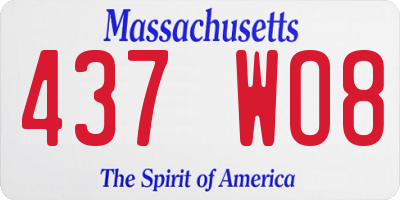 MA license plate 437WO8