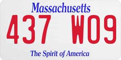 MA license plate 437WO9