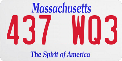MA license plate 437WQ3