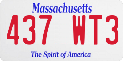 MA license plate 437WT3
