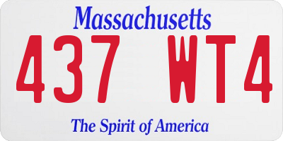 MA license plate 437WT4