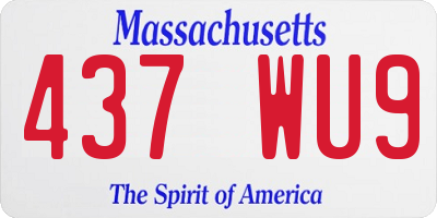 MA license plate 437WU9