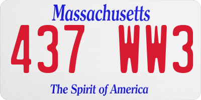 MA license plate 437WW3