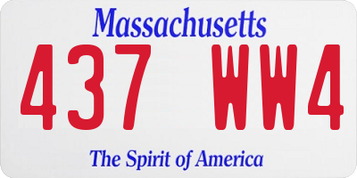 MA license plate 437WW4