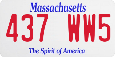 MA license plate 437WW5