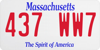 MA license plate 437WW7