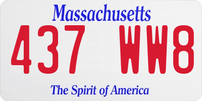 MA license plate 437WW8