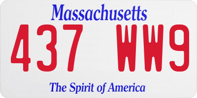 MA license plate 437WW9