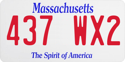 MA license plate 437WX2