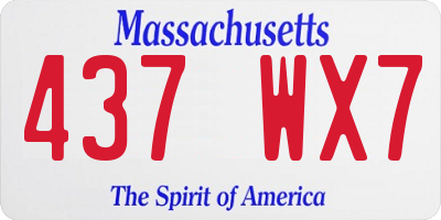 MA license plate 437WX7