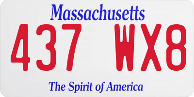 MA license plate 437WX8