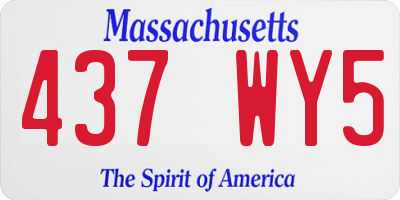 MA license plate 437WY5