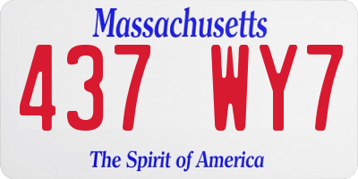 MA license plate 437WY7