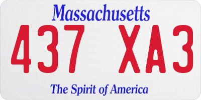 MA license plate 437XA3