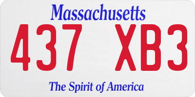 MA license plate 437XB3