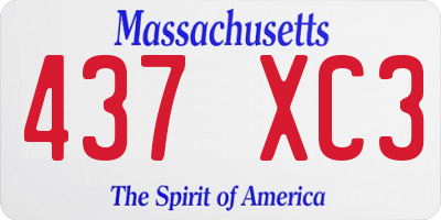 MA license plate 437XC3
