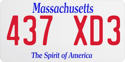 MA license plate 437XD3