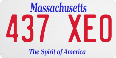 MA license plate 437XE0