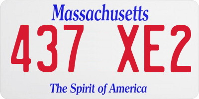 MA license plate 437XE2