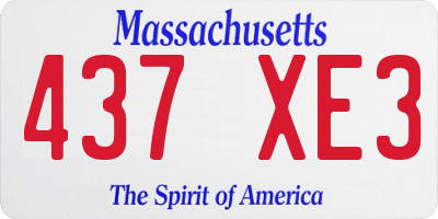 MA license plate 437XE3