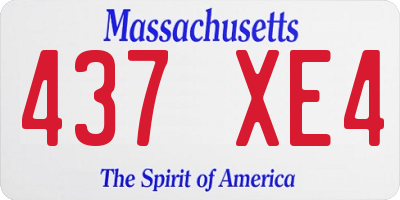 MA license plate 437XE4