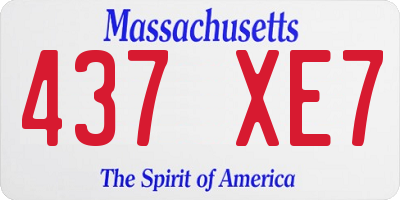 MA license plate 437XE7
