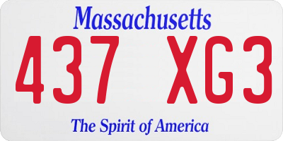 MA license plate 437XG3