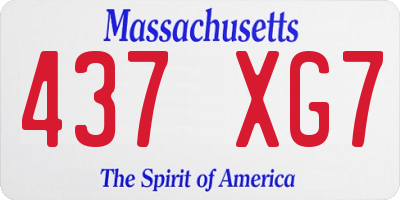 MA license plate 437XG7