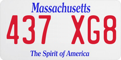 MA license plate 437XG8